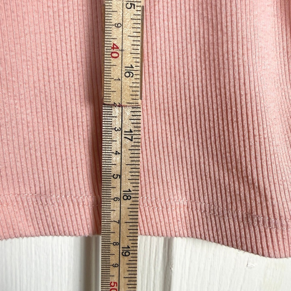 Charlotte Russe Mock Neck Top Womens S Pink Ribbed Blessed Embroidered Tee Y2K - Picture 6 of 7